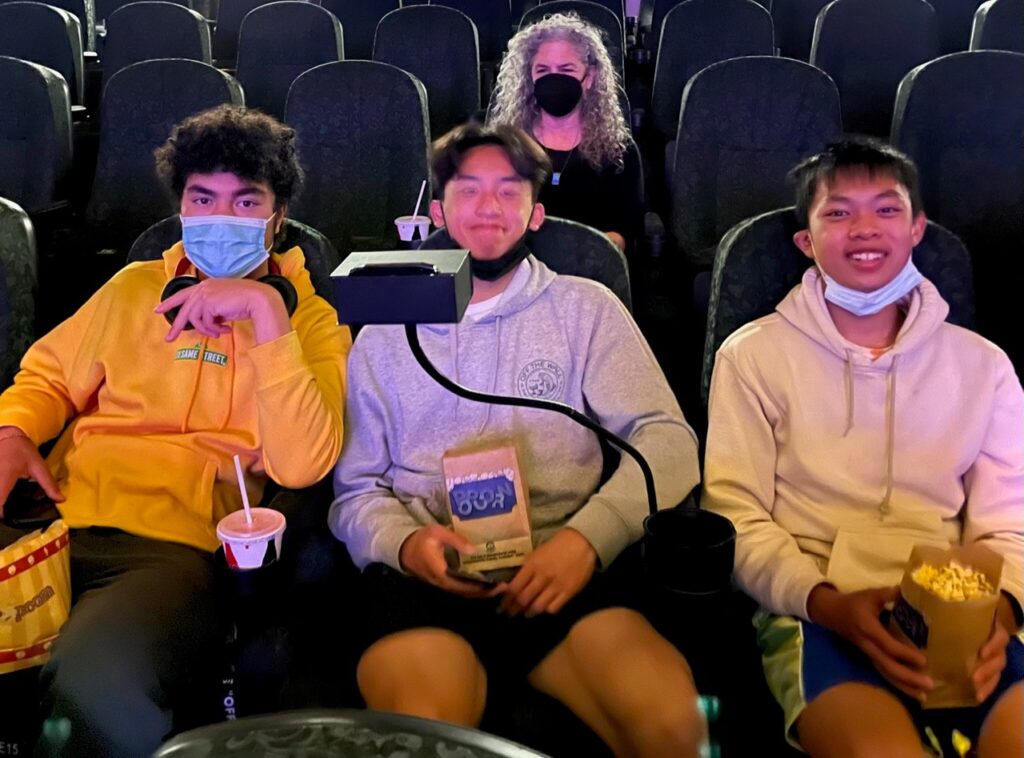 Students with popcorn