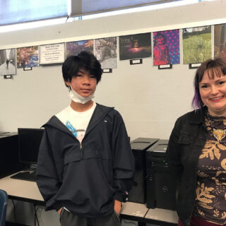 EJSHS student Sabastian Saechao standing with teacher Maggie Adams