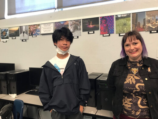 EJSHS student Sabastian Saechao standing with teacher Maggie Adams