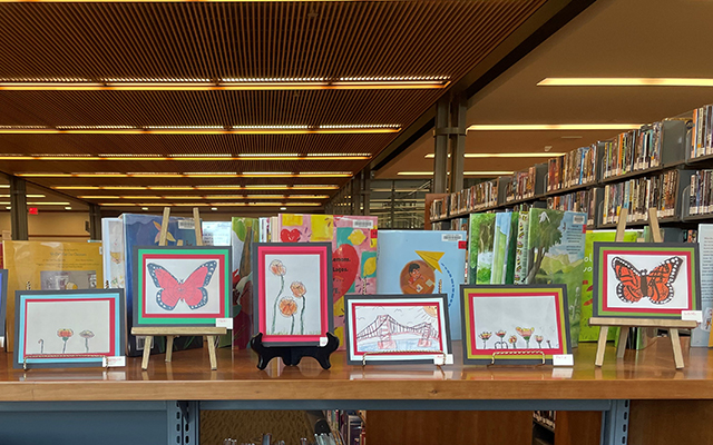 Student art displayed at the Main Library