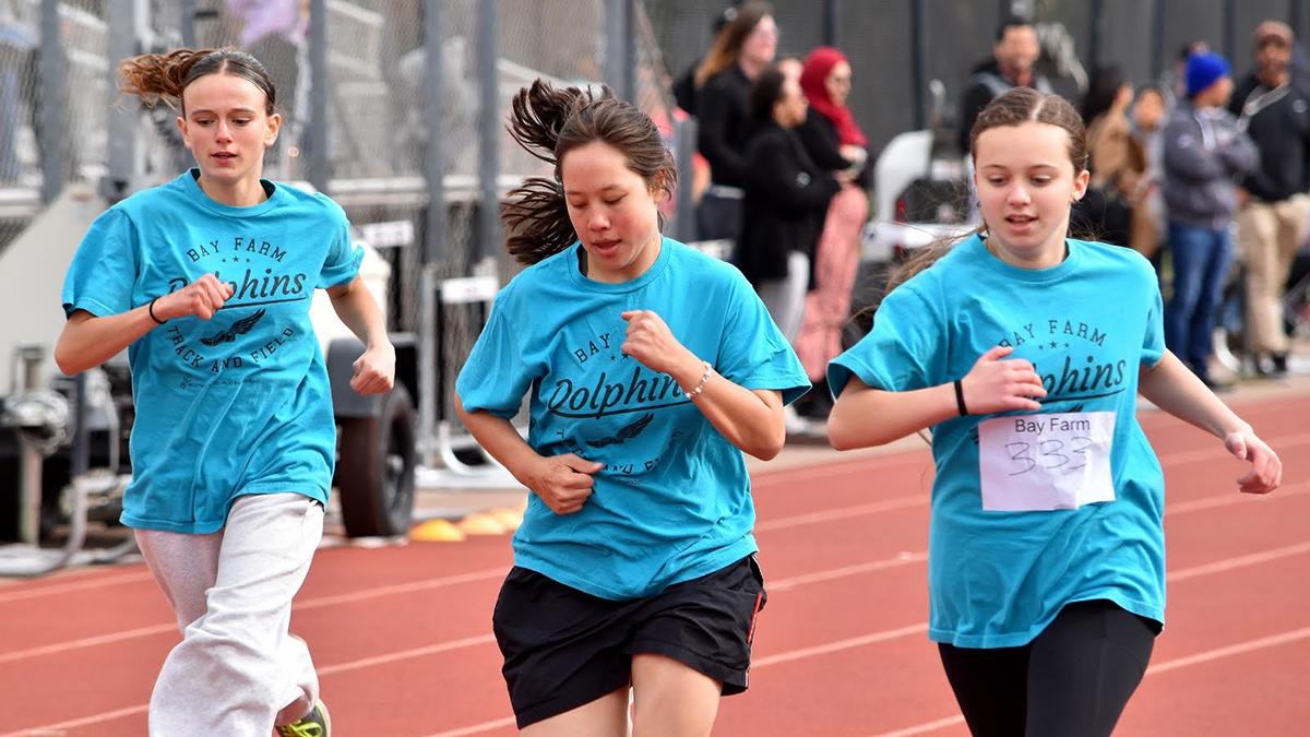 Track & Field girls race closeup
