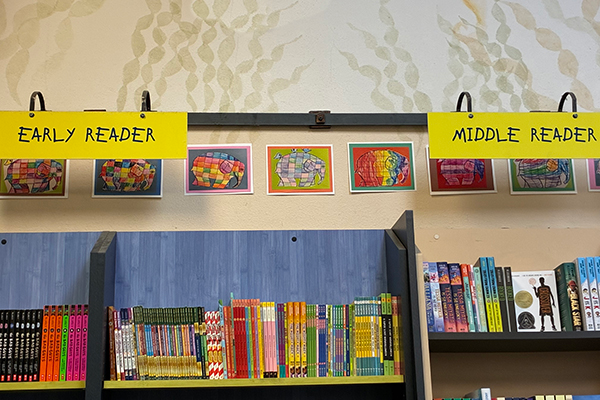 Student art at Books Inc.